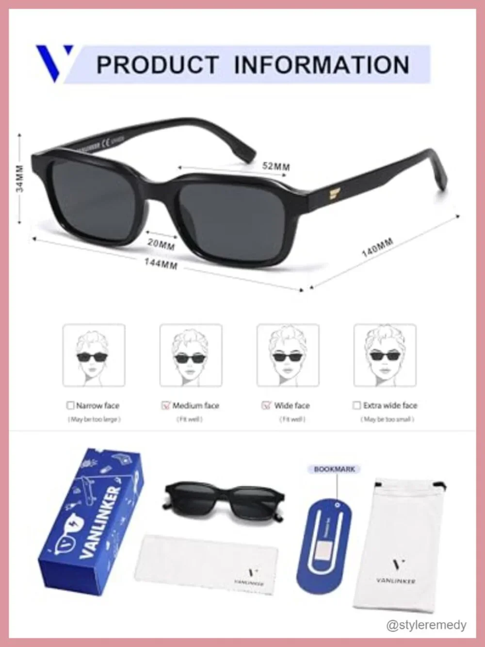 Retro Rectangle Polarized Sunglasses for Women Men